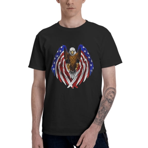 American Flag Men's T-Shirt Cotton 100% Summer Tops Fashion Casual Eagle Short Sleeves for Men Women Round Collar Top Tees