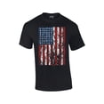 thumbnail image 1 of American Flag Mens Short Sleeve T-shirt United States USA Tattered Flag United States Patriotic Americana Proud Heritage-Black-5Xl, 1 of 5