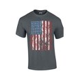 thumbnail image 1 of American Flag Mens Short Sleeve T-shirt United States USA Tattered Flag United States Patriotic Americana Proud Heritage-Charcoal-5X, 1 of 6