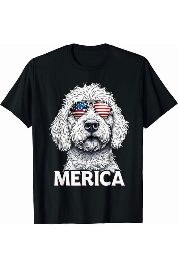 American Flag Merica Goldendoodle Dog 4Th Of July Kids Women T-Shirt