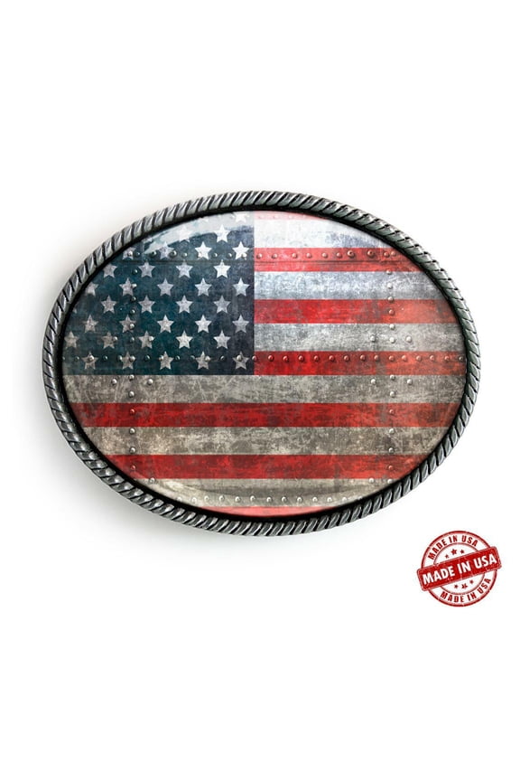 American Flag Metal Industrial USA Grunge Handmade Artisan Belt Buckle