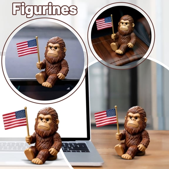 American Flag Monkey Statue, Patriotic Decor, Cute Desk Decor, Office Shelf Decor, Table Decorations for Party