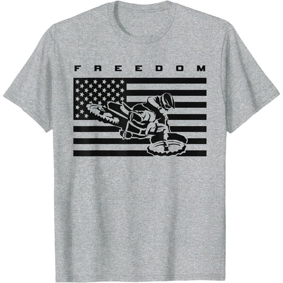 American Flag Motocross Dirt Bike Softstyle Unisex T-Shirt,Sport Grey Color,Size 3T