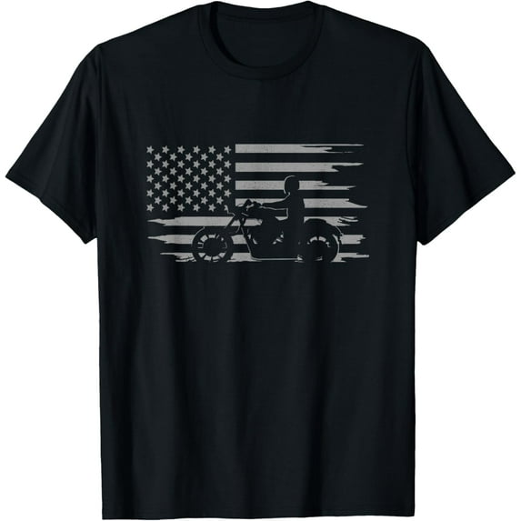 American Flag Motorcycle Apparel - Motorcycle T-Shirt men and women can wear, black, white, gifts