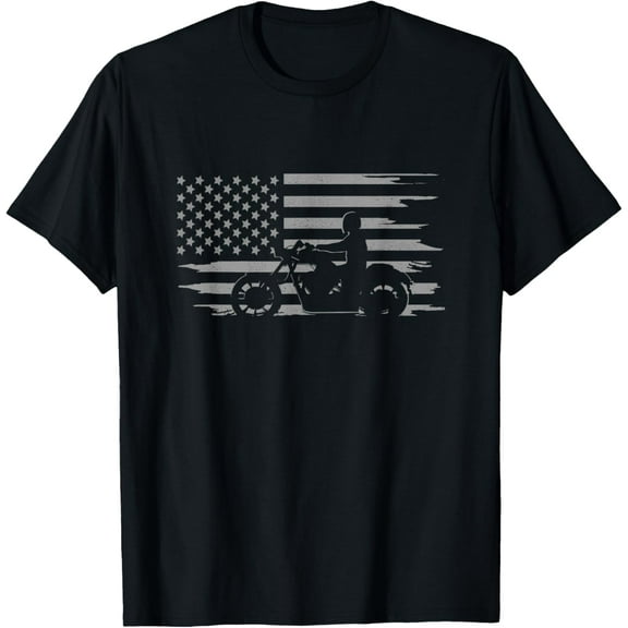 American Flag Motorcycle Apparel - Motorcycle T-Shirt men and women can wear, black, white, gifts