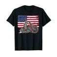 thumbnail image 1 of American Flag Motorcycle Skeleton Biker Bobber Chopper Rider T-Shirt, 1 of 5
