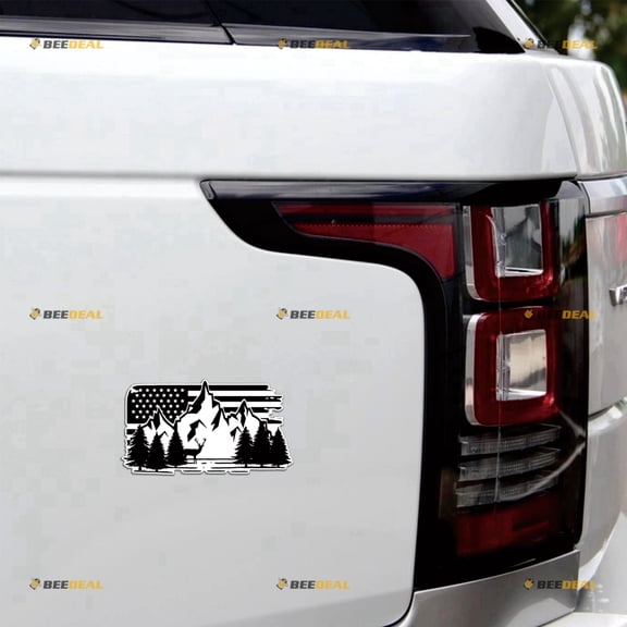 American Flag Mountain Deer Pine Tree Hunting Camping Life Car Magnet Sticker Magnetic Decal 4x4 Off Road - 2 Pack Reflective 5" 6" - for Auto Truck Van Reusable Waterproof