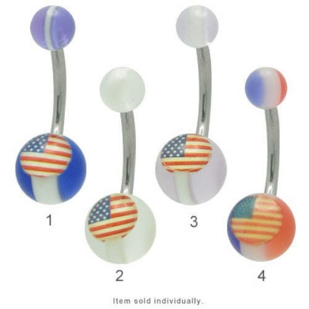 American Flag Navel Barbell Belly Button Ring Body Jewelry 14G ...