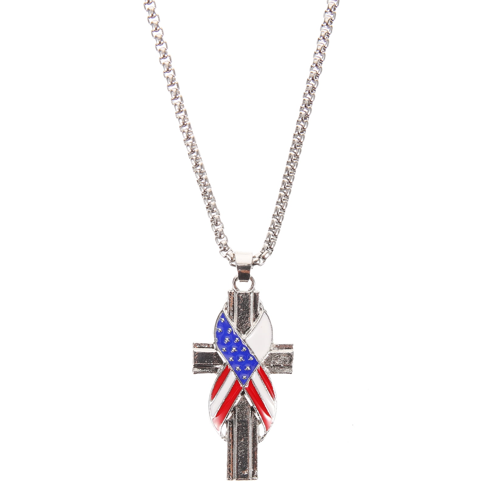 American Flag Necklace Patriotic Cross Pendant Necklace Decorative ...