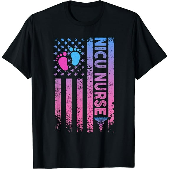 American Flag Neonatal Nursing Student Patriotic Nicu Nurse T-Shirt
