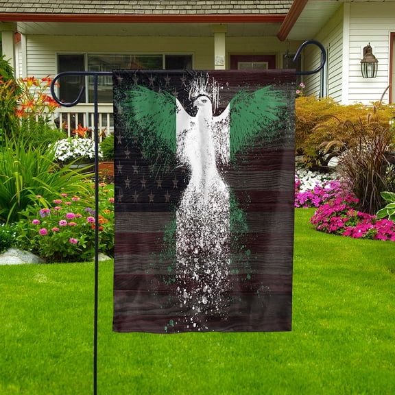 American Flag- Nigerian Flag Nigeria US Friendship Forever July 4 Decoration Garden Flag, Double-Sided Decorative Outdoor Flag, Patriotic Polyester Yard Flag 12 x 18 in