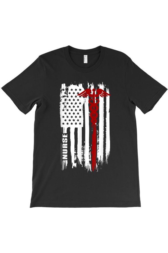 American Flag Nurse USA Themed Patriotic Gift for a Proud Healthcare Pro H448 Unisex T-Shirt, Up to 5XL Available