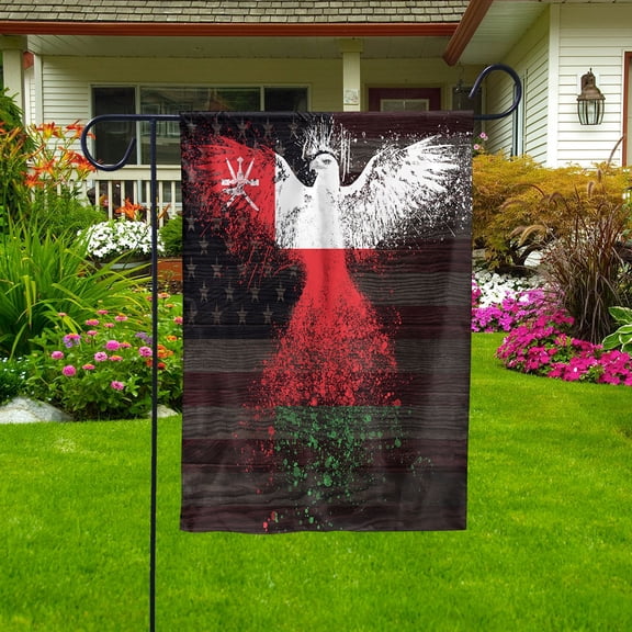 American Flag- Omani Flag Oman US Friendship Forever July 4 Decoration Garden Flag (11.5x17.5) Double Sided-USA Flags Premium Polyester-Decorative Indoor Outdoor Flag