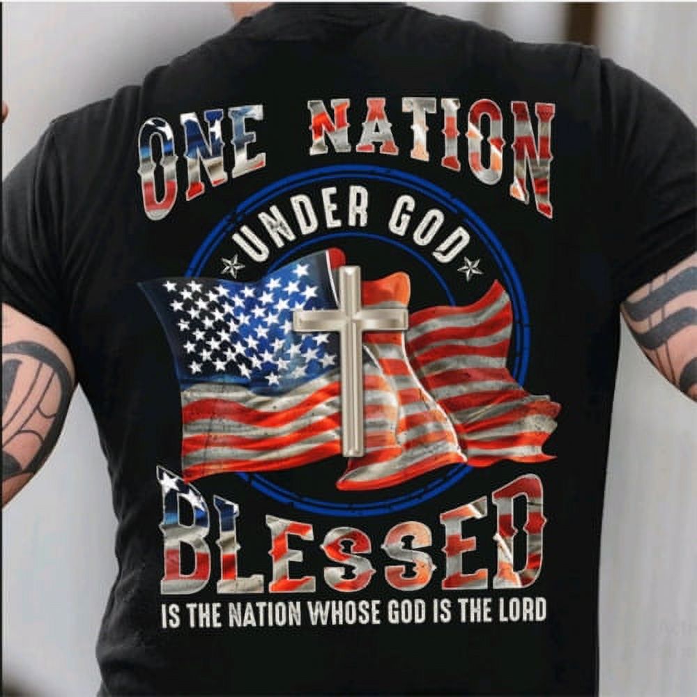 American Flag One Nation Under God Faith Christian Cross Bilble Jesus