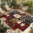 thumbnail image 1 of American Flag Outdoor Rug 5x7 Ft - Reversible Patio Rug Outdoor Camping Rugs, Texas Star Farmhouse Sunflowers Blue Red Washable Indoor Outdoor Area Rugs, Non-Slip Outdoor Carpet Runner for Deck/Porch, 1 of 8