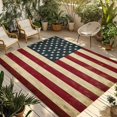 thumbnail image 1 of American Flag Outdoor Rug 5x7 Ft - Reversible Patio Rug Outdoor Camping Rugs, Vintage Red BlueUSA Flag Washable Indoor Outdoor Area Rugs, Non-Slip Outdoor Carpet Runner for Deck/Porch, 1 of 8