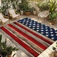 thumbnail image 1 of American Flag Outdoor Rug for Patio/Deck/Porch, Non-Slip Large Area Rug 3 x 5 Ft, Vintage USA Flag Wooden Indoor Outdoor Rugs Washable Area Rugs, Reversible Camping Rug Carpet Runner, 1 of 8