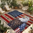 thumbnail image 1 of American Flag Outdoor Rug for Patio/Deck/Porch, Non-Slip Large Area Rug 4 x 6 Ft, Vintage Eagle Blue Red USA Flag Indoor Outdoor Rugs Washable Area Rugs, Reversible Camping Rug Carpet Runner, 1 of 8
