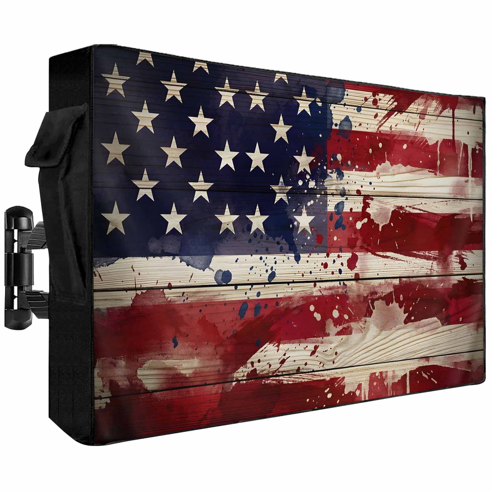 American Flag Outdoor TV Cover 60 to 65 Inch Weatherproof, USA Flag ...