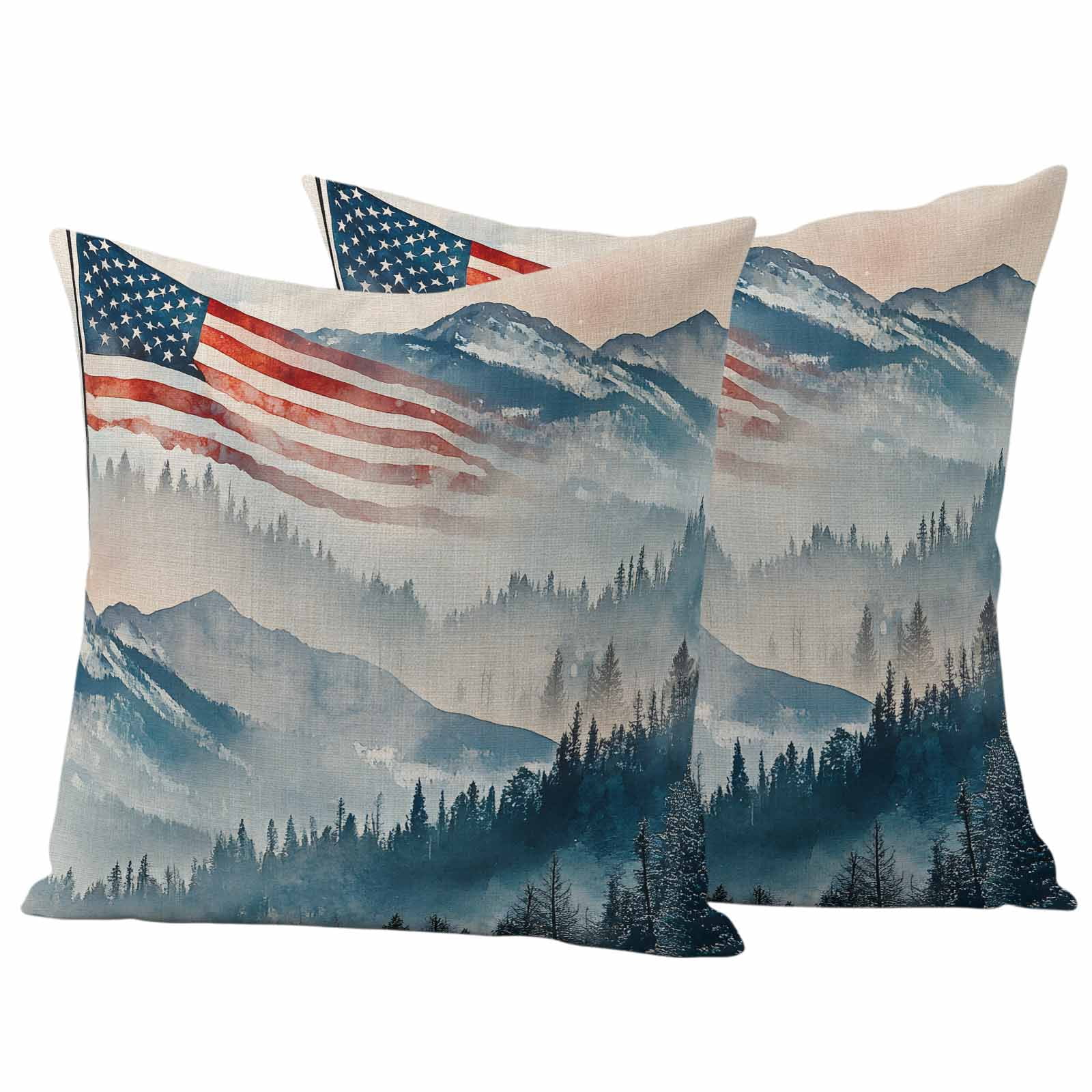 American Flag Outdoor Waterproof Pillow Covers, 4th of July Forest ...