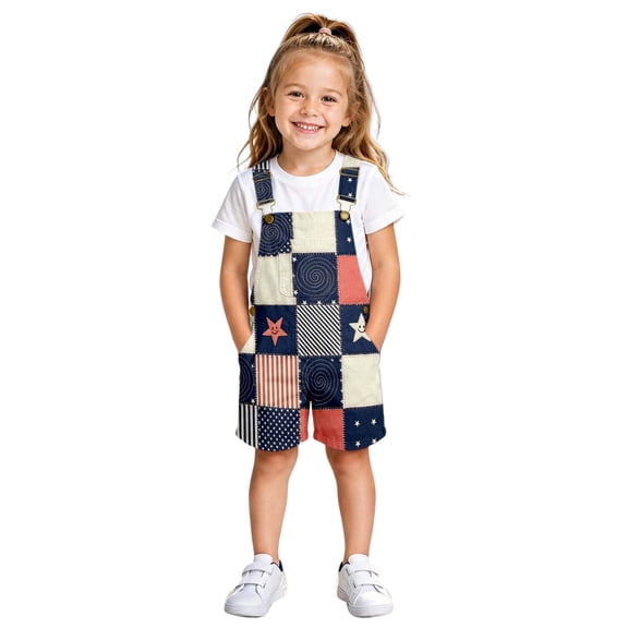 American Flag Overalls Kids USA Patriotic Plus Size Vintage Bibs Romper Boys Patriotic Romper Jumpsuit #13 Red 4-5 Years
