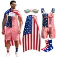 thumbnail image 1 of 250th Anniversary American Flag Overalls Men,4th of July Socks,Patriotic Sunglasses,USA Cape,4 Pcs for Memorial Labor Day(Red White and Blue,XL), 1 of 12