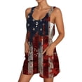 thumbnail image 1 of American Flag Overalls Womens Patriotic 4th of July Jumpsuit, Casual Loose Short Overalls with Adjustable Straps, 1 of 7