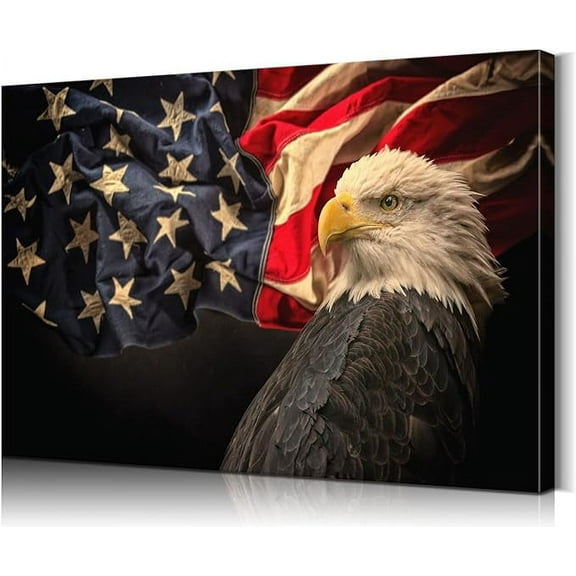American Flag Painting Patriotic Decor Vintage American Flag Canvas Wall Art American Flag Wooden Wall Art Military Wall Decor Eagle Pictures Wall Decor Flag Wall Decor for Home Decor
