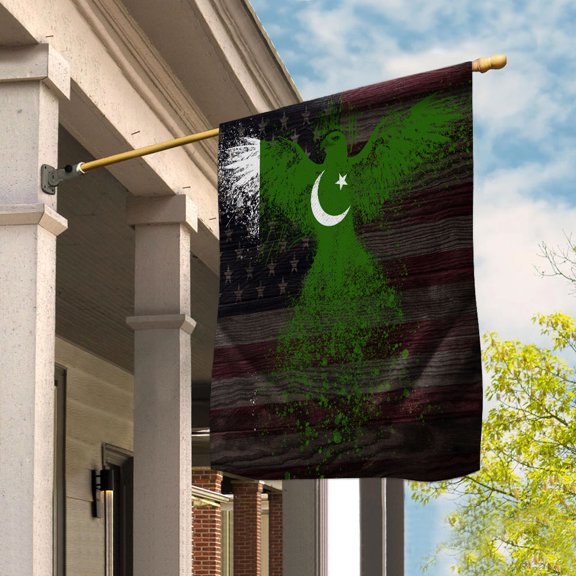 American Flag- Pakistani Flag Pakistan US Friendship Forever July 4 Decoration House Flag (29.5x39.5) Double Sided-USA Flags Premium Polyester-Decorative Indoor Outdoor Flag