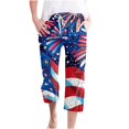thumbnail image 1 of American Flag Pants Capri Pants for Women 4th of July Pants Womens Capris for Summer Women Casual Pants Straight Leg Drawstring Elastic Waist Loose Comfy Trousers with Pockets, 1 of 4