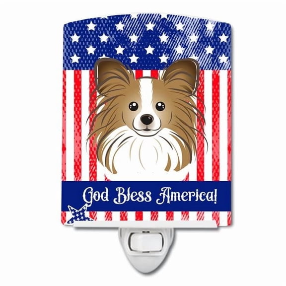 American Flag & Papillon Ceramic Night Light