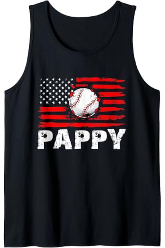 American Flag Pappy Baseball Player Retro Father'S Day Tank Top Size S-3XL