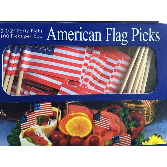 American Flag Party Picks Singe Box of 100 Picks