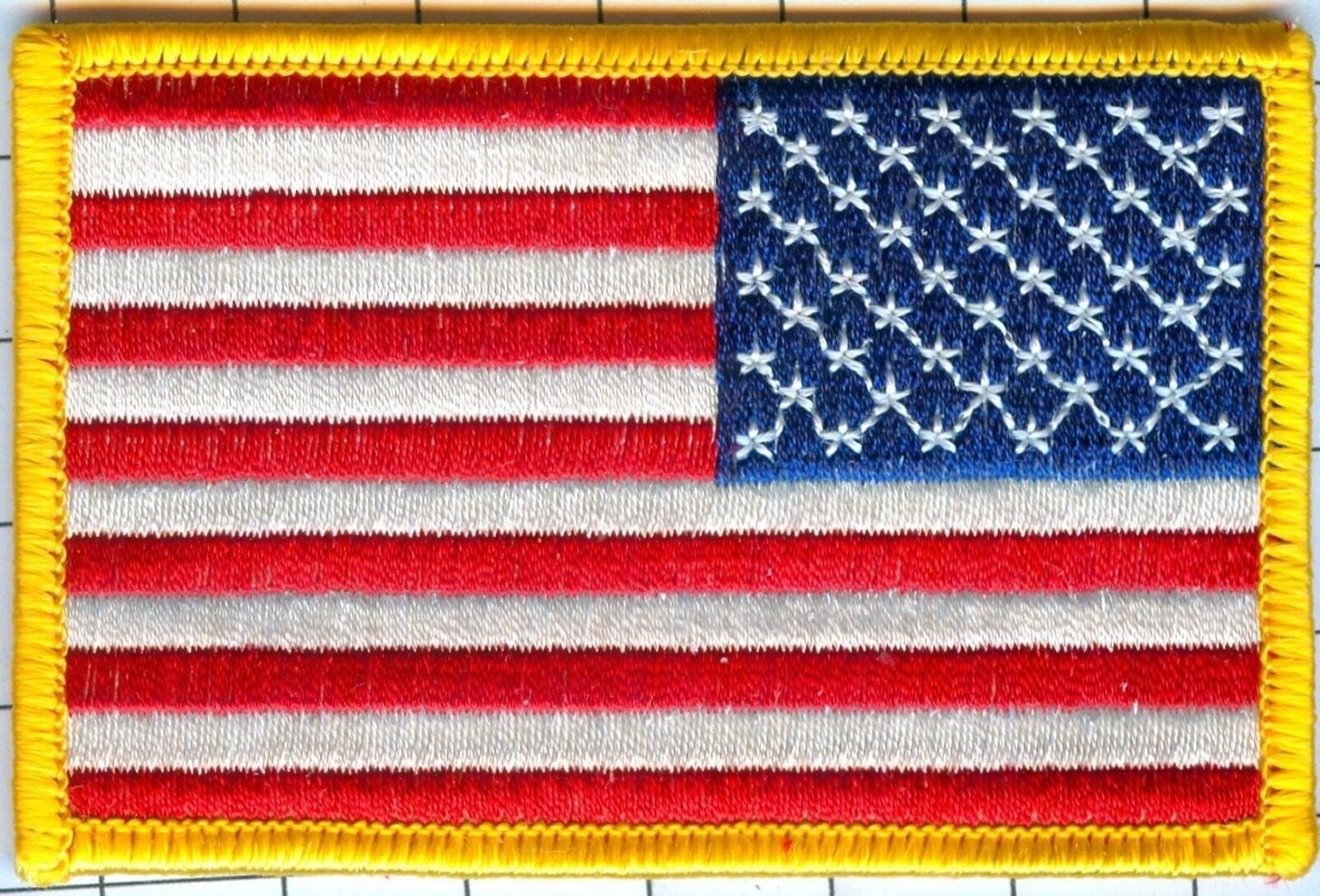 American Flag Patch 100 50ea Stars Right Gold Border 3 1 2 X 2 1 4 american-flag-patch-100-50ea-stars-right-gold-border-3-1-2-x-2-1-4