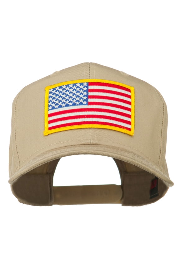 American Flag Patched High Profile Cap - Khaki OSFM