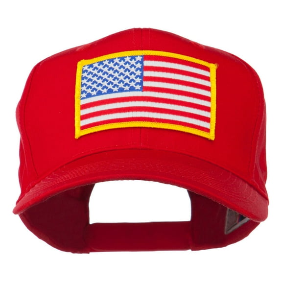 American Flag Patched High Profile Cap - Red OSFM