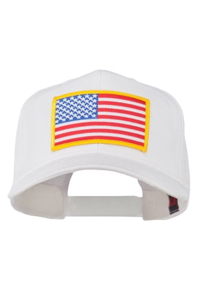 American Flag Patched High Profile Cap - White OSFM