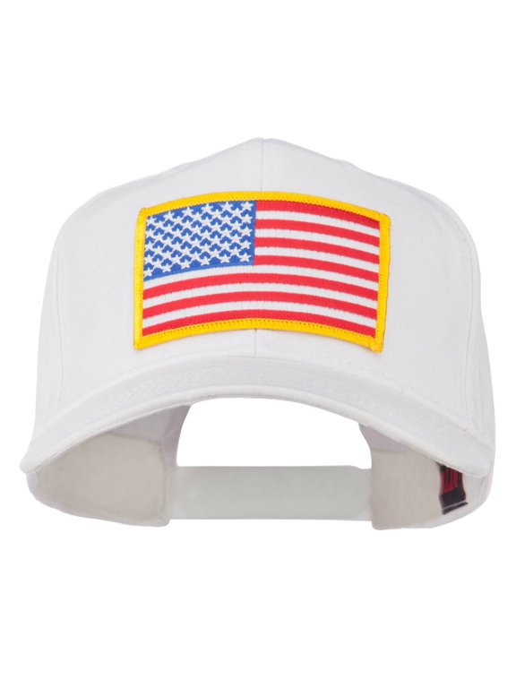 American Flag Patched High Profile Cap - White OSFM