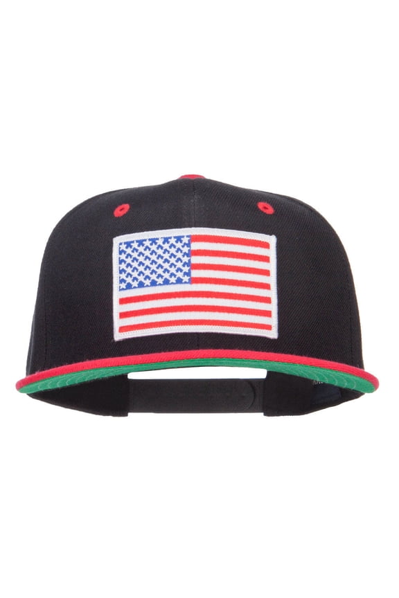 American Flag Patched Two Tone Snapback - Black Red OSFM