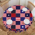 thumbnail image 1 of American Flag Patchwork Round Tablecloths 60 Inch Vertical Blue Red Striped Table Cloth Wipeable Table Cover Protector Stars and Stripes Table Covers for Party, Picnic, Dinning, Weddings, 1 of 6