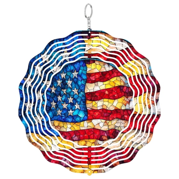 American Flag Patriotic 3D Wind Spinner Kinetic Stainless Steel Garden Decor