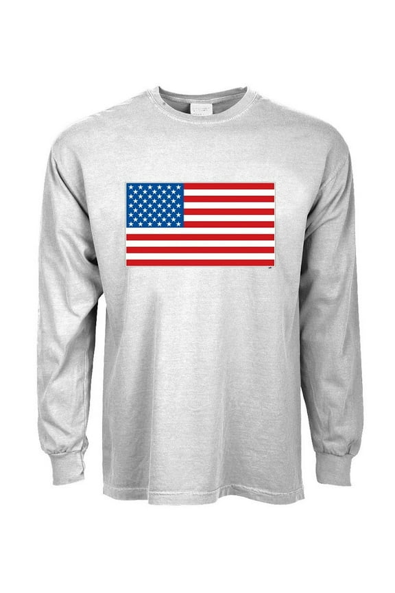 American Flag Patriotic 4th July T-shirt Long Sleeve Mens