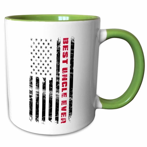 3drose, American Flag Patriotic Best Uncle Ever Fun Cool, 11oz Two-tone Green Mug