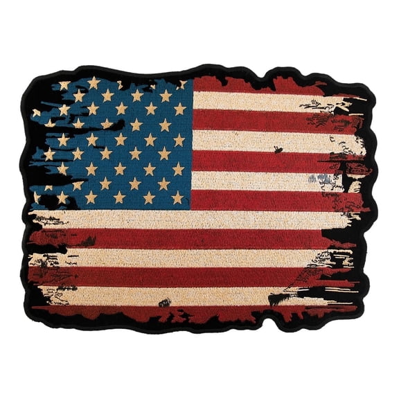 Distressed & Antiqued American Flag Patch, X-Large Size.