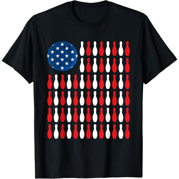 American Flag - Patriotic Bowler & Bowling T-Shirt100% cotton short-sleeved shirt for both men and women