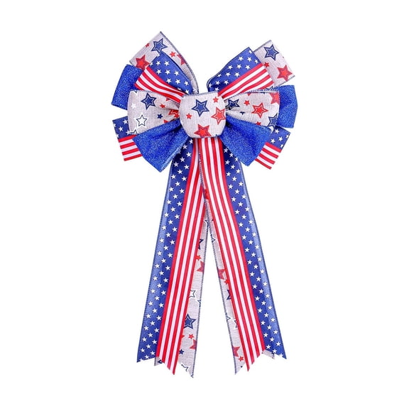 American Flag Patriotic Bows, Red White Blue Star & Stripe Ribbon Bows for 4th of July Independence Day, Wreath & Party Decor, Gift Wrapping, Door Wall Decoration Pendant Prop