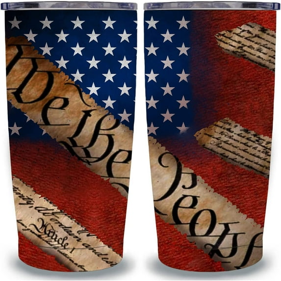 American Flag Patriotic Coffee Tumbler for Men 20 oz Vacuum Insulated Stainless Steel Travel Mug Gifts