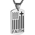 thumbnail image 1 of American Flag Patriotic Cross Dog Tag Religious Faith Jewelry Pendant Necklace, 1 of 2