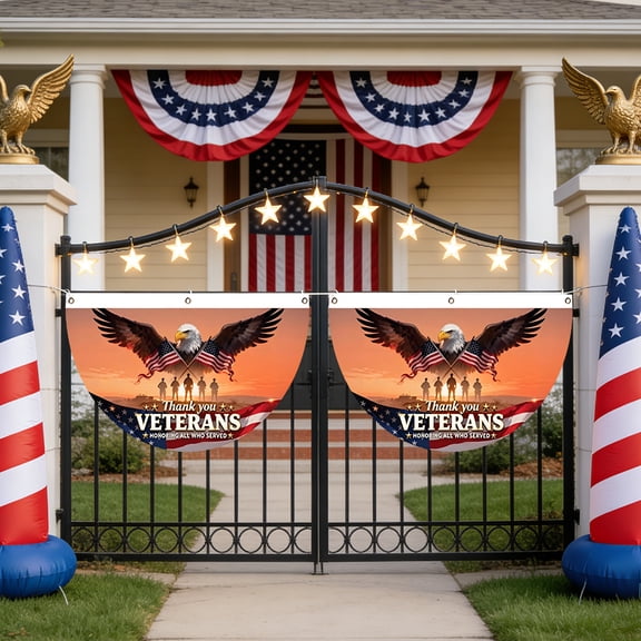 American Flag Patriotic Eagle American Non-Pleated Fan Flag, 1.5x3 ft, 1 Pack American Bunting Flag Banner, Suitable for Outdoor and Indoor Decoration