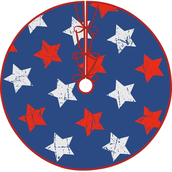 American Flag Patriotic Freedom Stars Christmas Tree Skirt 36 Inch Flag Day Memorial Day Tree Skirts Mat for Christmas Xmas Halloween Holiday Party Decor